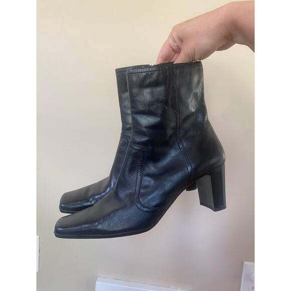 Nine & Co. by Nine West Shoes - Nine & Co / Nine West Black Boots Chunky Heel Size 8 Leather Vintage
